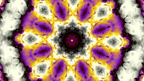 Abstract Digital Purple Mandala Geometry Multicolor Kaleidoscope Flower 4K An Stock Footage 337324185