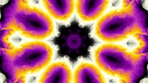 Abstract Digital Purple Mandala Geometry Multicolor Kaleidoscope Flower 4K An Stock Footage 337324254