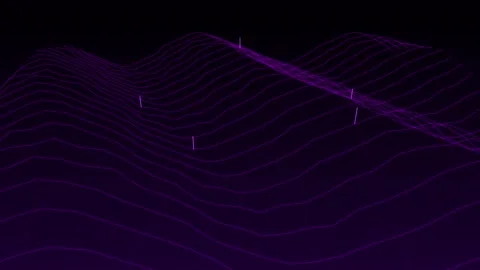 Abstract Digital Purple Wireframe Landscape With Glowing Data Points Creati.. Stock Footage 346068201