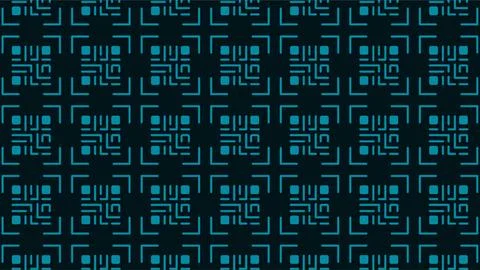 Abstract digital QR code pattern with glowing blue geometric matrix grid ba.. Stock Illustration
