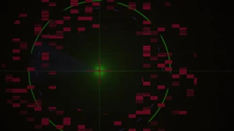 Abstract digital radar display with glowing data points. Stock Footage 334450565