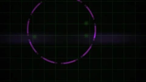 Abstract Digital Radar Interface with Pulsing Green Data Points and Circula.. Stock Footage 341786296