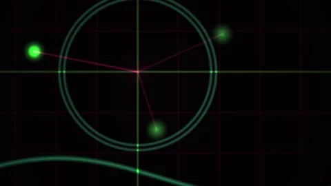 Abstract Digital Radar Interface with Pulsing Green Light Nodes and Geometr.. 스톡 동영상 341786305