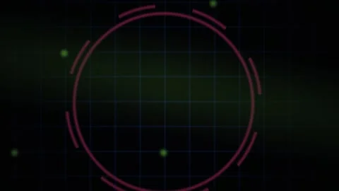 Abstract Digital Radar Interface with Pulsing Light Points and Data Grid Ov.. Stock Footage 341786315