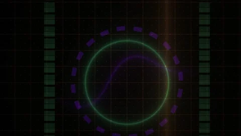Abstract Digital Radar Interface with Rotating Scanning Beam and Circular D.. Stock Footage 340510839