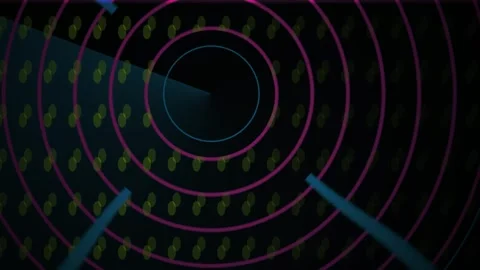 Abstract Digital Radar Interface Scanning Data Patterns in Dark Cyberspace. Stock Footage 340510649