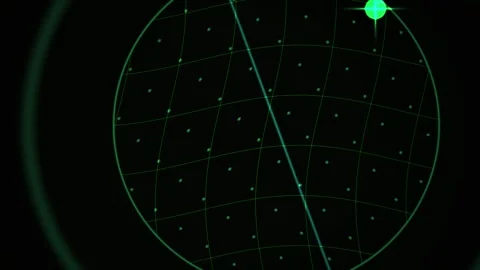 Abstract digital radar interface with scanning line and grid pattern. Stock Footage 341786392