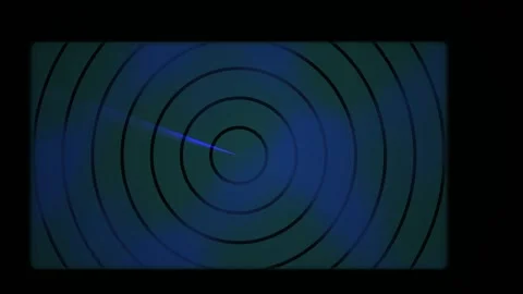 Abstract Digital Radar Scanner Animation with Rotating Beam and Concentric .. Stock Footage 341804779