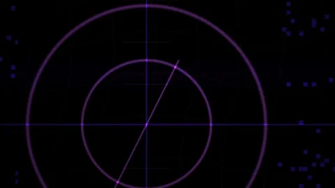 Abstract Digital Radar Scanner Interface with Rotating Beam and Concentric .. Stock Footage 341786376