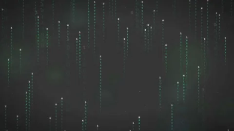 Abstract Digital Rain of Binary Code Falling on a Dark Background for Stock Footage 336775519