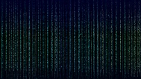 Abstract Digital Rain of Binary Code Falling on a Dark Blue Technological Stock Footage 339318893