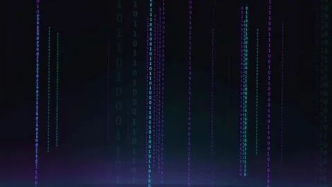 Abstract Digital Rain of Binary Code Falling on Dark Background for Technology Stock Footage 339321701