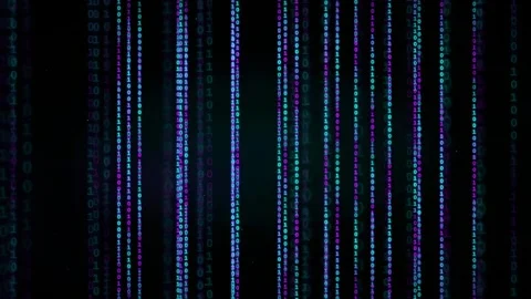 Abstract Digital Rain of Binary Code Falling on Dark Background for Technology Stock Footage 339325192
