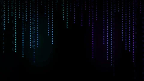Abstract Digital Rain of Binary Code Falling on Dark Background with Blue and Stock Footage 339325598