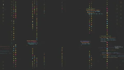 Abstract Digital Rain of Colorful Programming Code and Data Streams on Dark Stock Footage 339958026