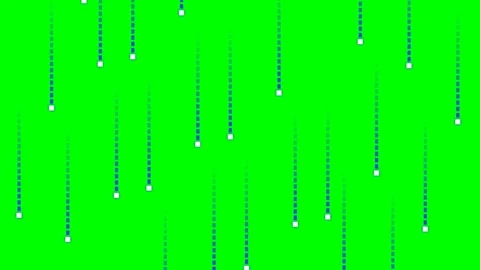 Abstract digital rain effect with falling blue pixelated lines on green Stock Footage 340904515