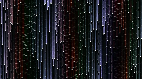 Abstract digital rain effect: falling vertical colorful data streams backgrou Stock Footage 341055771