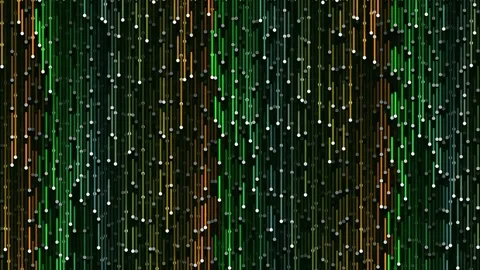 Abstract Digital Rain Effect: Vertical Stream of Green Data Flow Background Stock Footage 341059785
