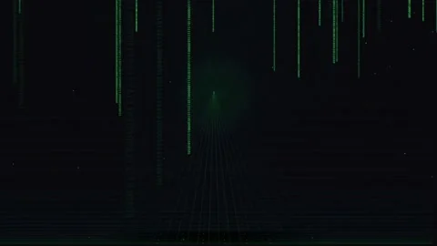Abstract Digital Rain Falling with Green Binary Code and Data Stream on Black Stock Footage 339322417
