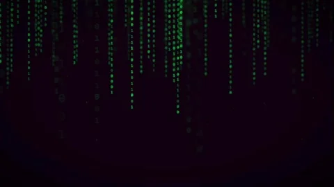 Abstract Digital Rain of Green Binary Code Falling on a Black Background for Stock Footage 336772101