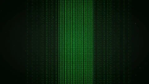 Abstract digital rain of green binary code falling on a dark black background Stock Footage 336773573