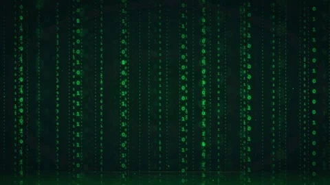 Abstract digital rain of green binary code falling on a dark black background Stock Footage 336775109