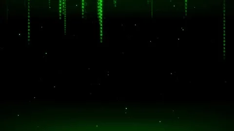 Abstract Digital Rain of Green Binary Code Falling on Black Background for Stock Footage 336776528