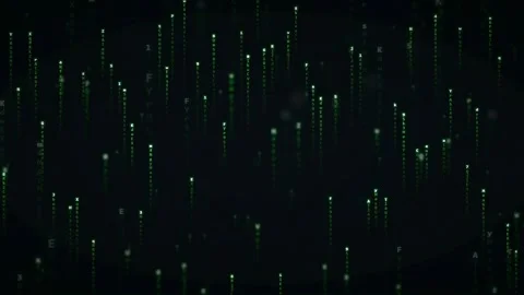 Abstract Digital Rain of Green Binary Code and Characters Falling on Black Stock Footage 336777800