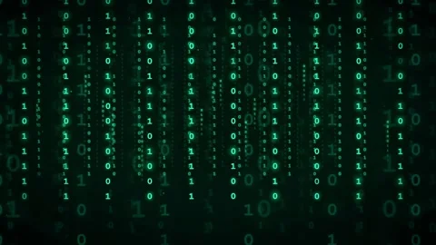 Abstract Digital Rain of Green Binary Code Falling on a Black Background for Stock Footage 336779027
