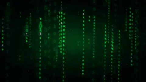 Abstract Digital Rain of Green Binary Code Falling on a Dark Background for Stock Footage 339321681
