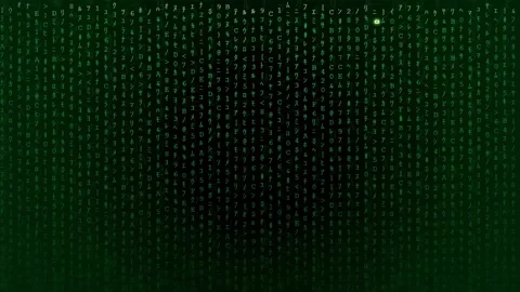 Abstract digital rain of green binary code falling on a dark black background Stock-Footage 343170030