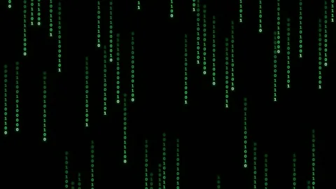 Abstract digital rain of green binary code falling on a black background for Stock-Footage 346218313