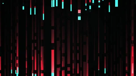 Abstract Digital Rain of Red and Cyan Lines on Black Background. Stock Footage 334450847