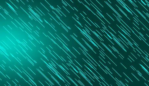 Abstract digital rain with teal neon light streaks falling across a dark green Stock Illustration