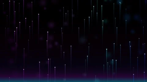 Abstract digital raining particles with glowing light streaks rising on dar.. Видео 343274973