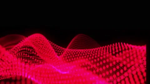 Abstract digital red particle dots wave background. Abstract dots wave Stock Footage 229373014