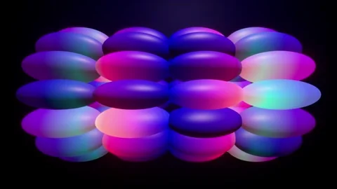 Abstract Digital Render of Glowing Iridescent Ellipsoid Geometric Shapes 스톡 동영상 347248229