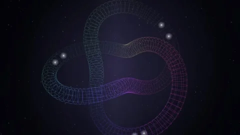 Abstract digital rendering featuring a glowing multi-colored wireframe spir.. Stock Footage 346723636