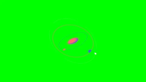 Abstract digital rendering of an orbiting planetary system on green backgroun Stock Footage 340900293