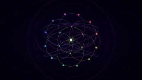 Abstract digital representation of atomic structures with vibrant nodes Video stock 335117582