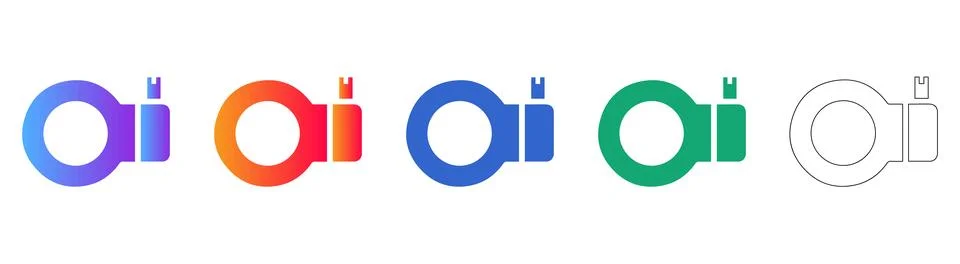 Abstract Digital Ring Icon Set Stock Illustration