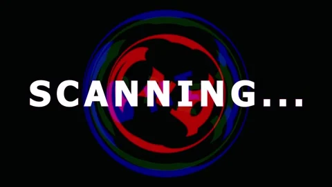 Abstract digital scanning animation with colorful light trails and text overl Stock Footage 344294706
