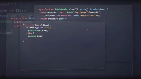 Abstract Digital Screen Displaying Scrolling Computer Programming Code and Stock Footage 339969469