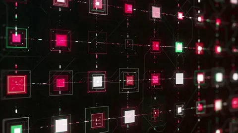 Abstract digital screen with many buttons, complex dashboard of a computer Stock Footage 142768847