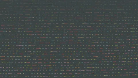 Abstract digital screen with scrolling colorful computer code for programming Stock Footage 339973089