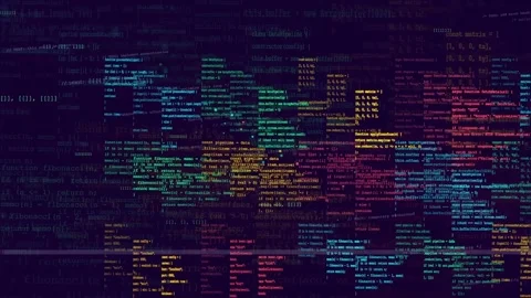 Abstract digital screen with scrolling colorful computer code and programming Stock Footage 339976656