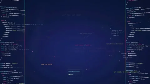 Abstract Digital Screen with Scrolling Computer Code and Data Processing on Video stock 339950094
