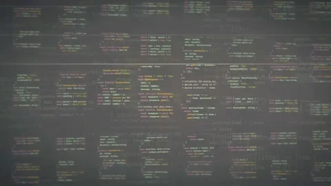 Abstract Digital Screen with Scrolling Computer Code and Programming Syntax on Stock Footage 339956874