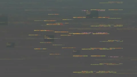 Abstract digital screen with scrolling computer code and data processing for Stock Footage 339957323
