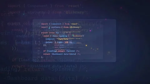 Abstract Digital Screen with Scrolling Computer Code and Data Processing for Stock Footage 339958171